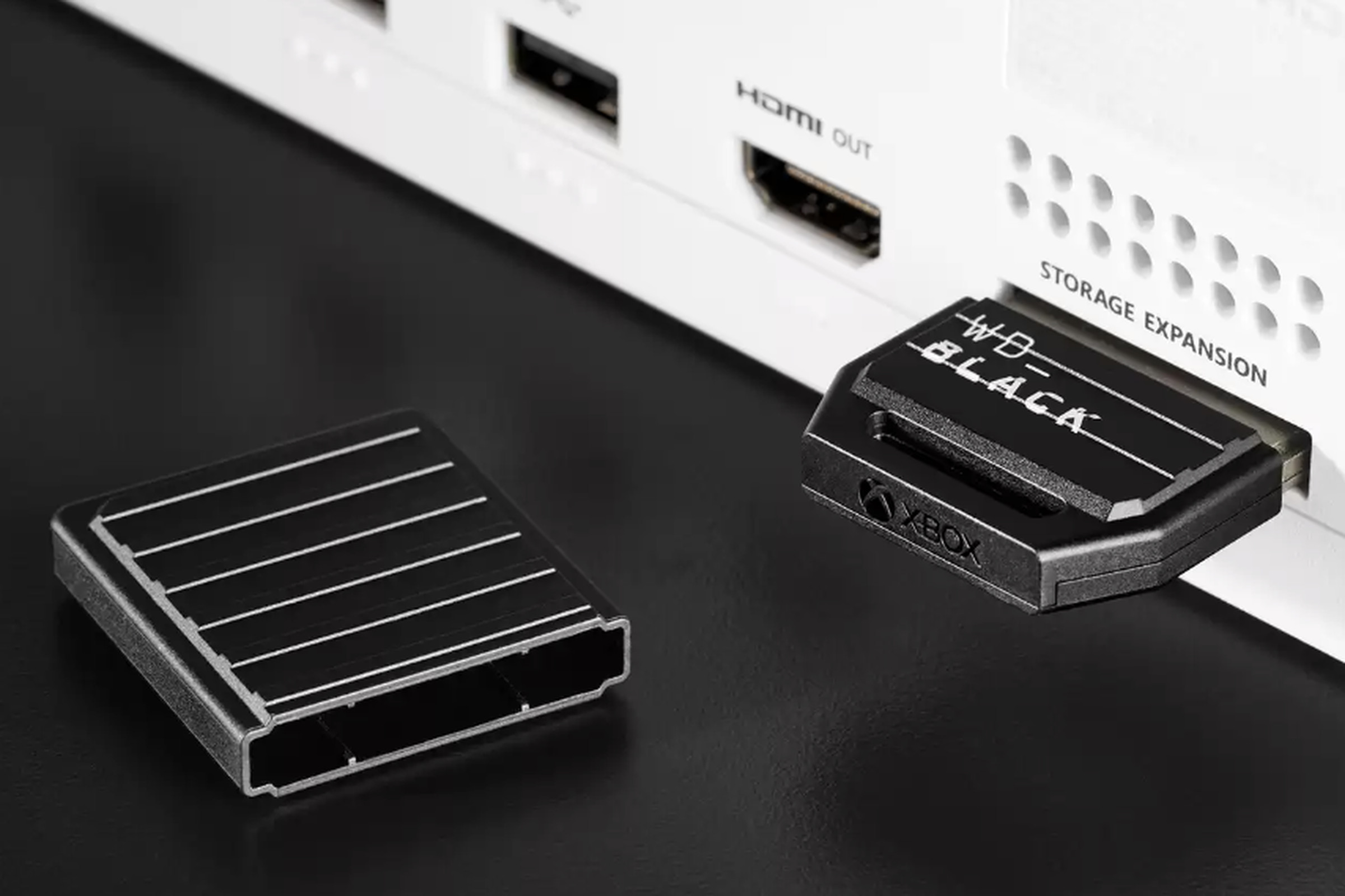 A new Western Digital Xbox expansion card plugged into an Xbox Series S console