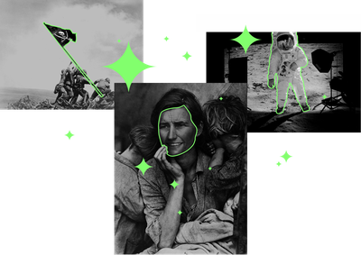 Examples of famous photographs, digitally altered to demonstrate the implications of AI photography.