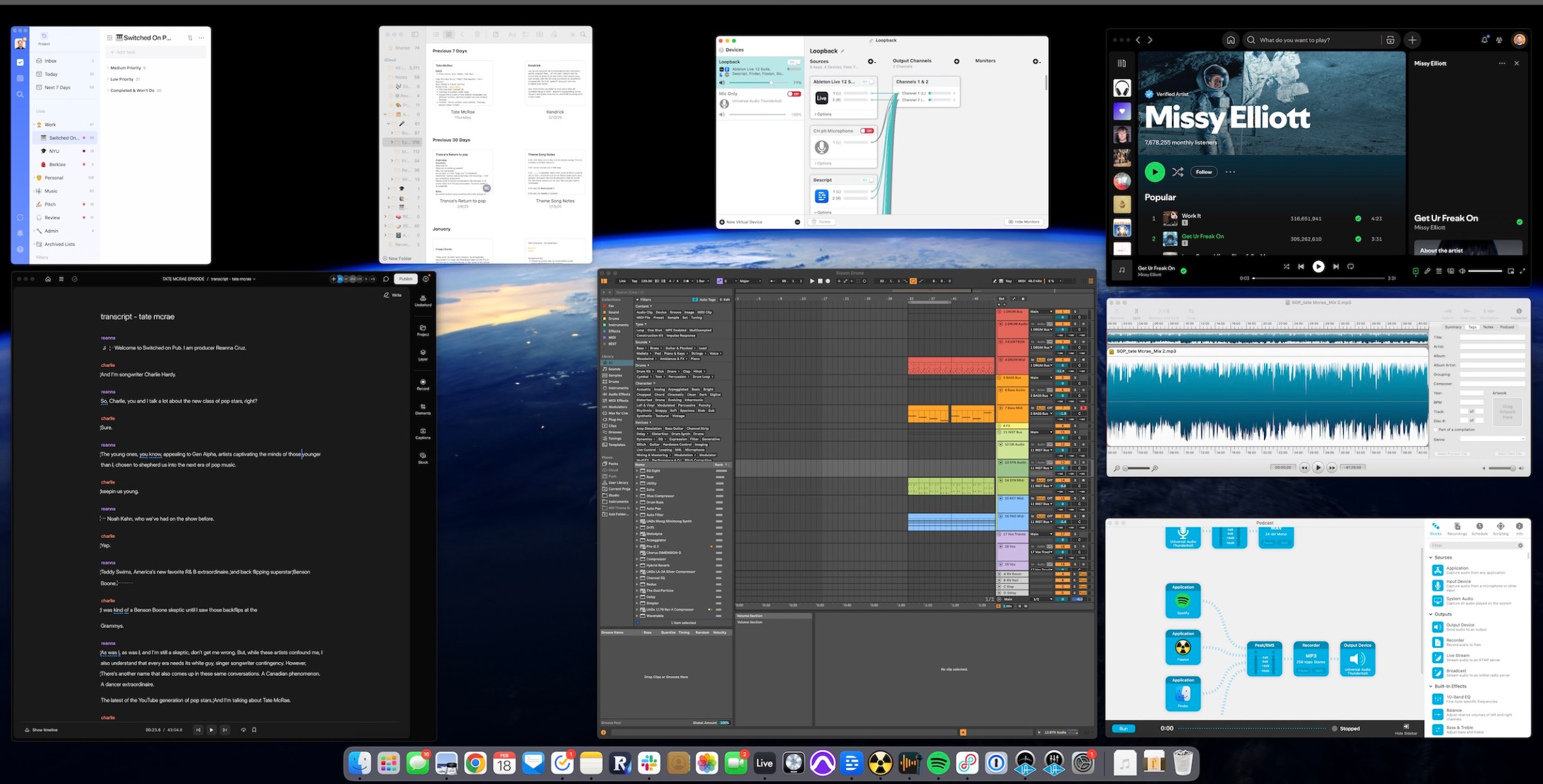 A Mac desktop with several apps open.
