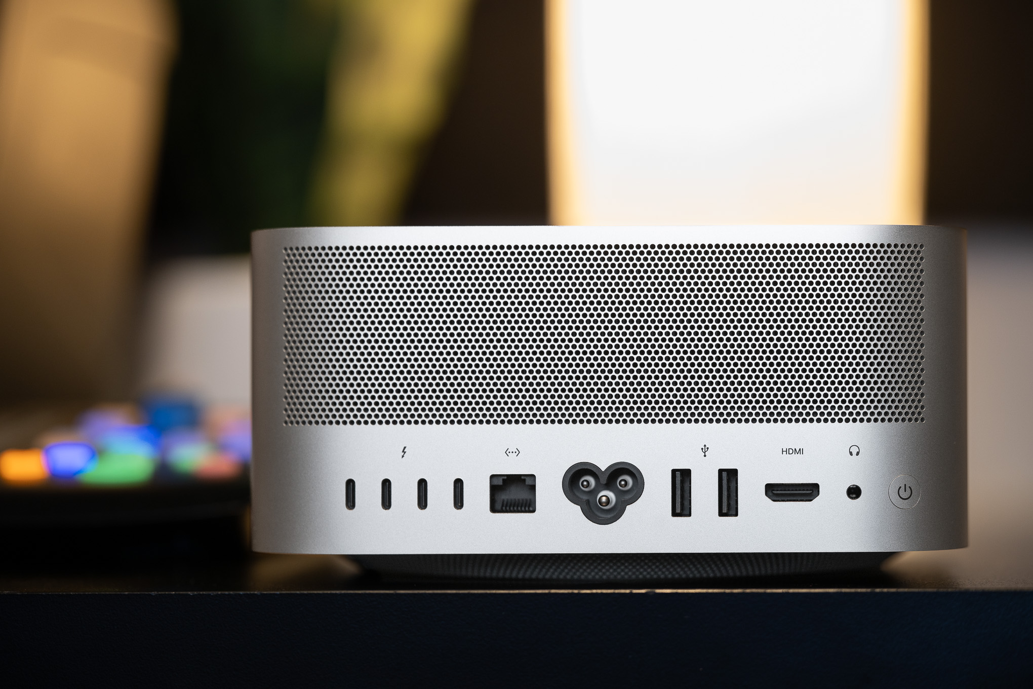 A hands-on photo of Apple’s Mac Studio desktop computer with the M3 Ultra chip.