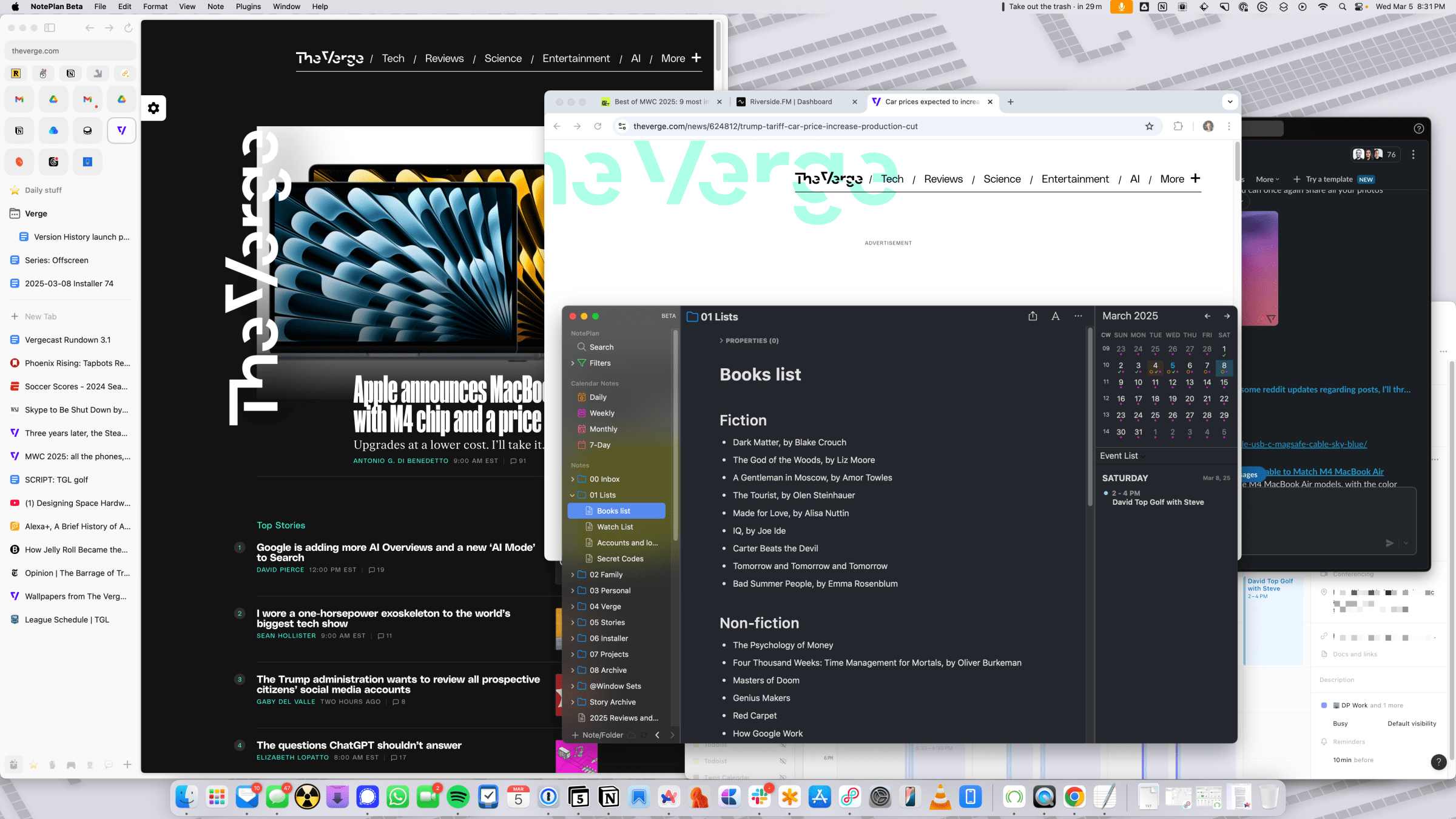 The desktop screen of a Mac Mini, with several apps open.