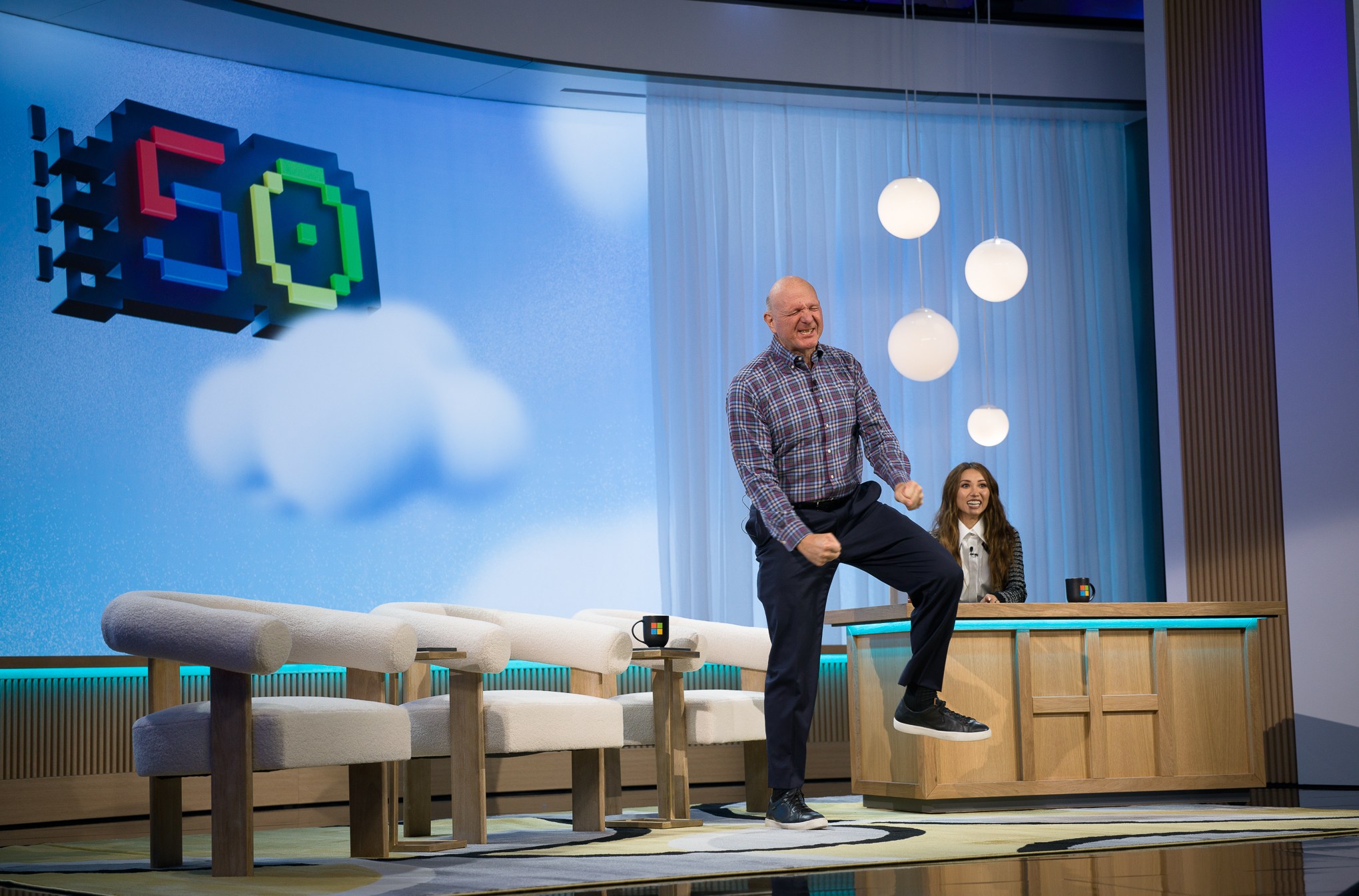 Former Microsoft CEO Steve Ballmer was in full swing at the event.