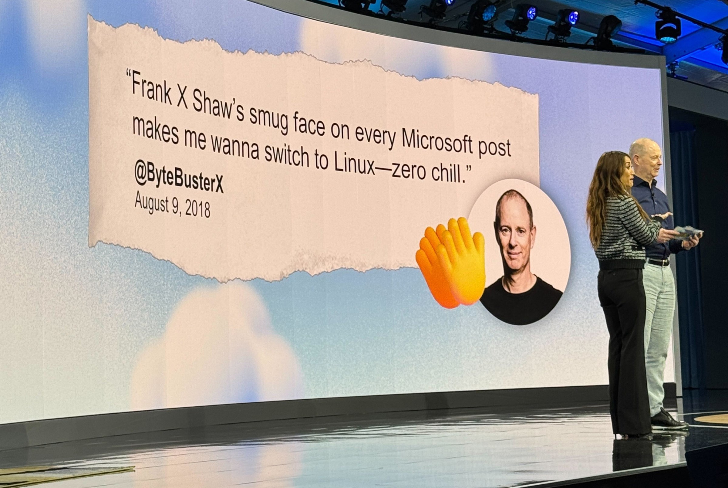 The mean tweets about Windows Vista and Frank Shaw had me in stitches.
