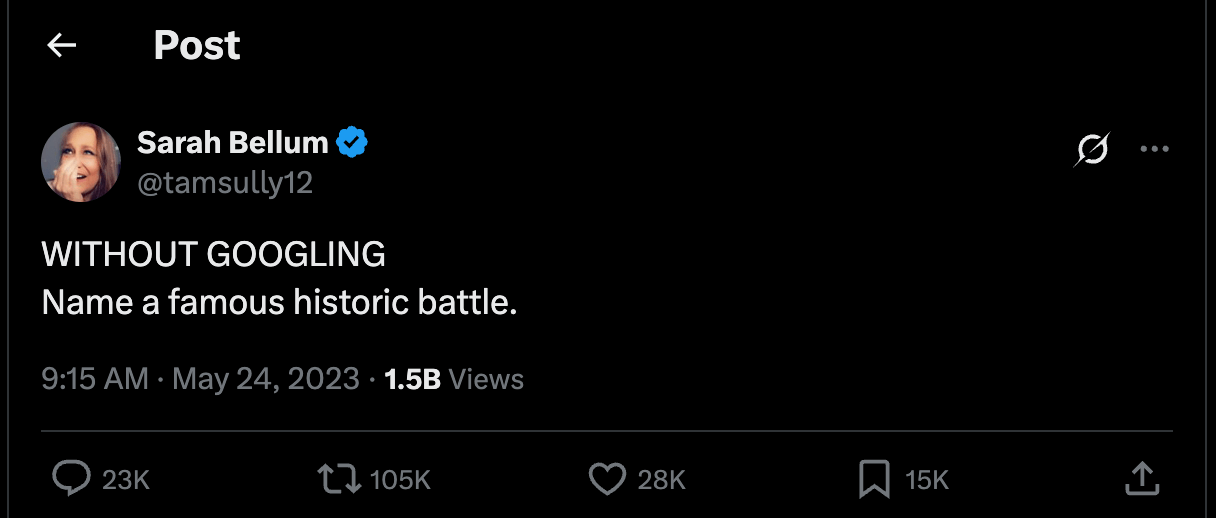 A screenshot of a tweet with 1.5 billion views.