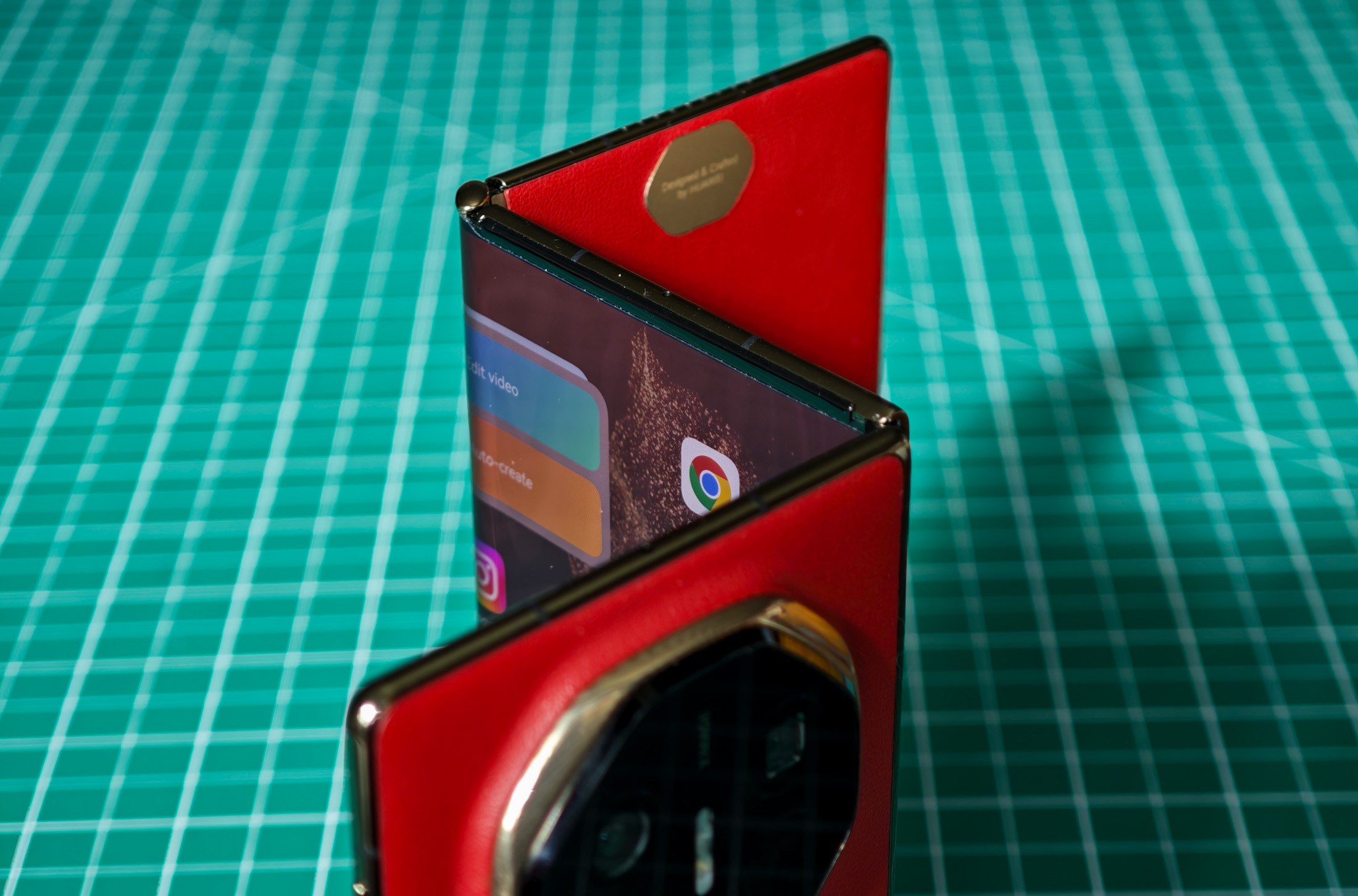Huawei Mate XT folded open from above