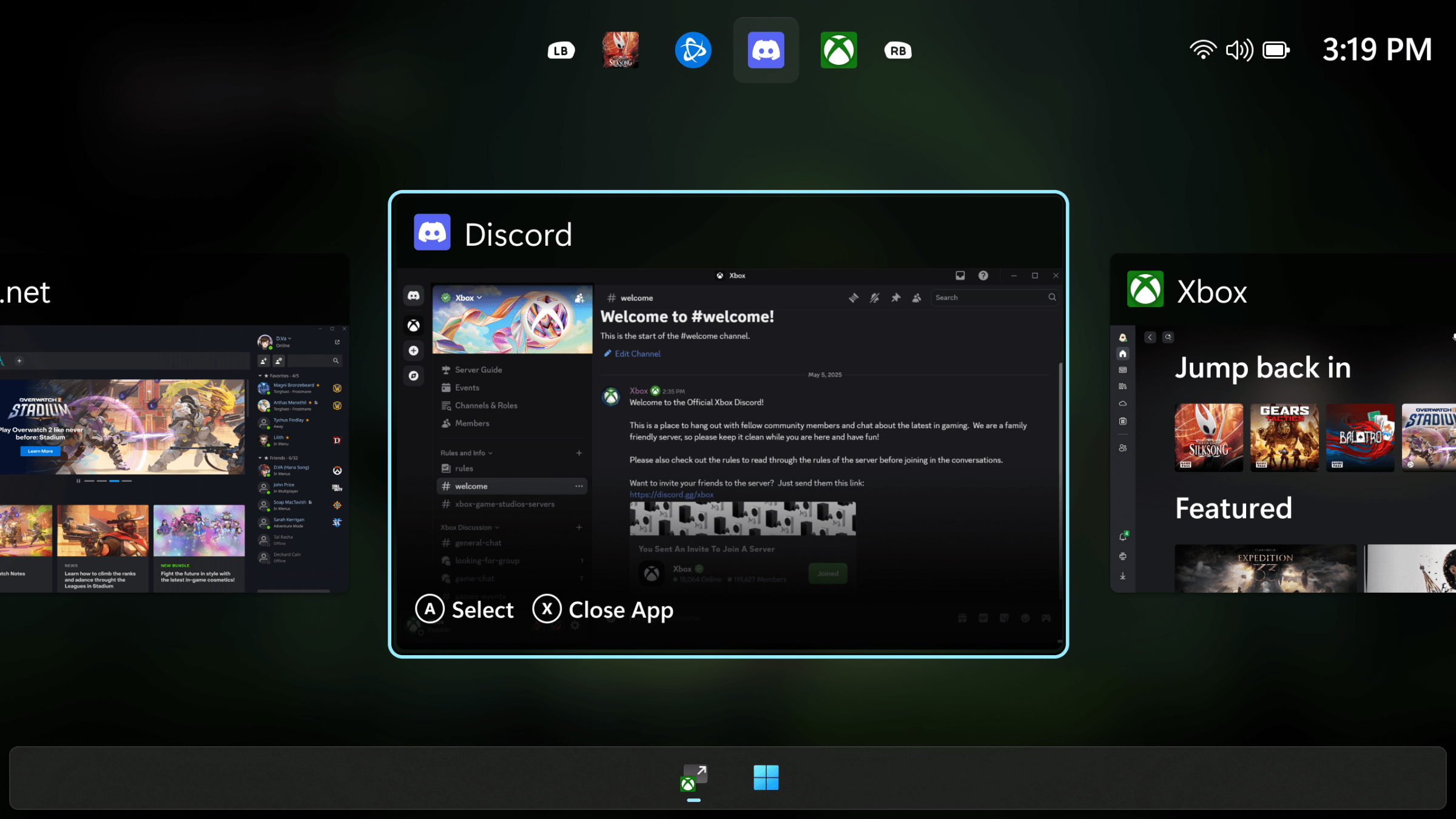 This handheld-friendly task switcher lets you jump between apps and games.