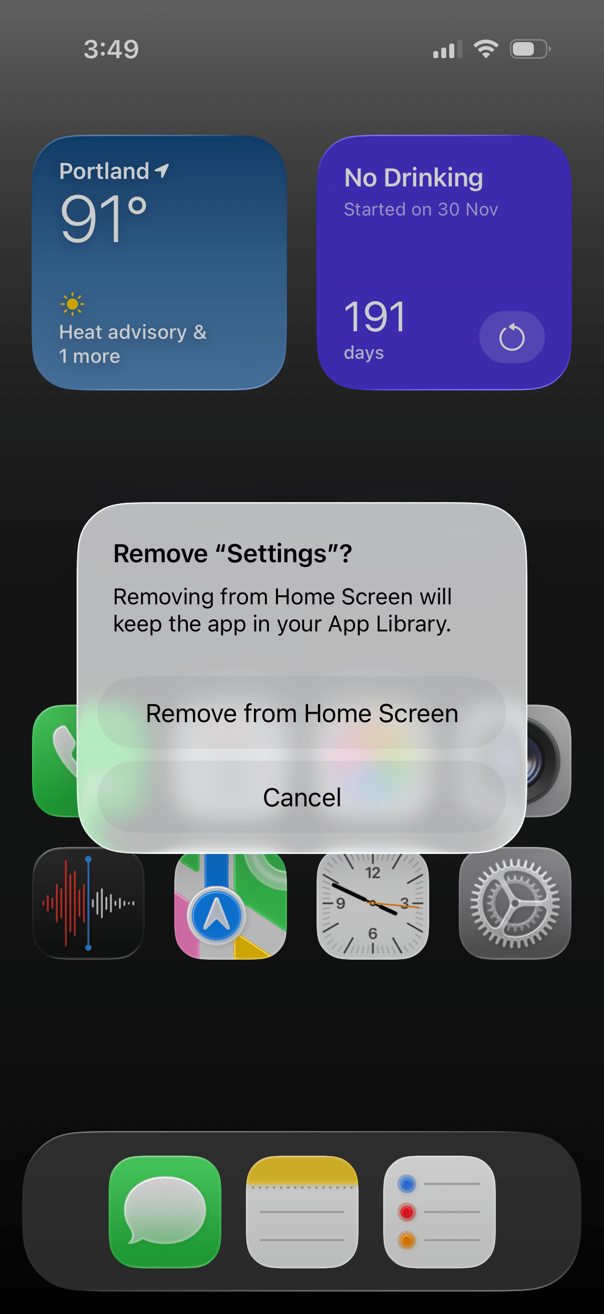 An image of a system prompt in iOS 26.