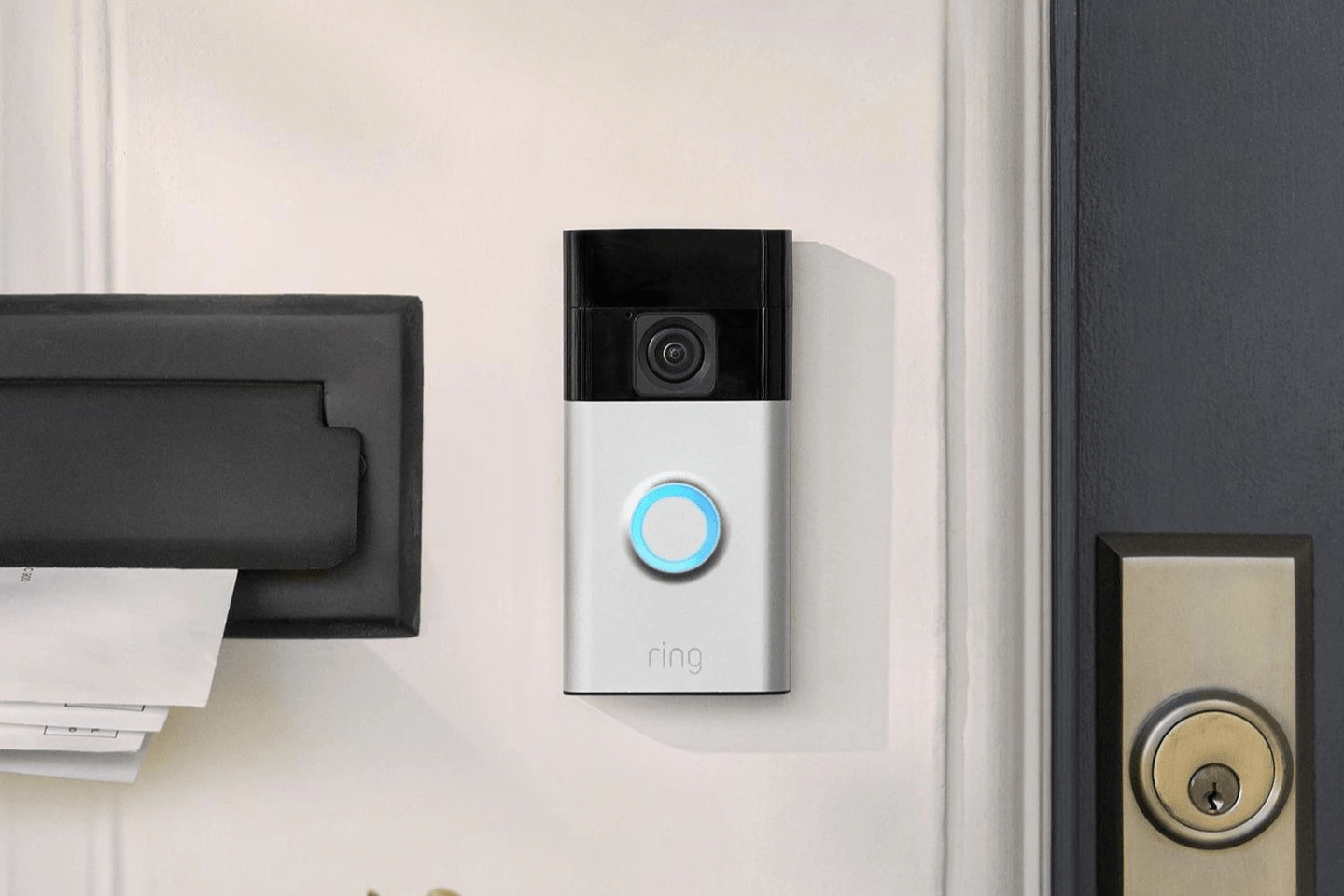 Ring Battery Doorbell mounted on house