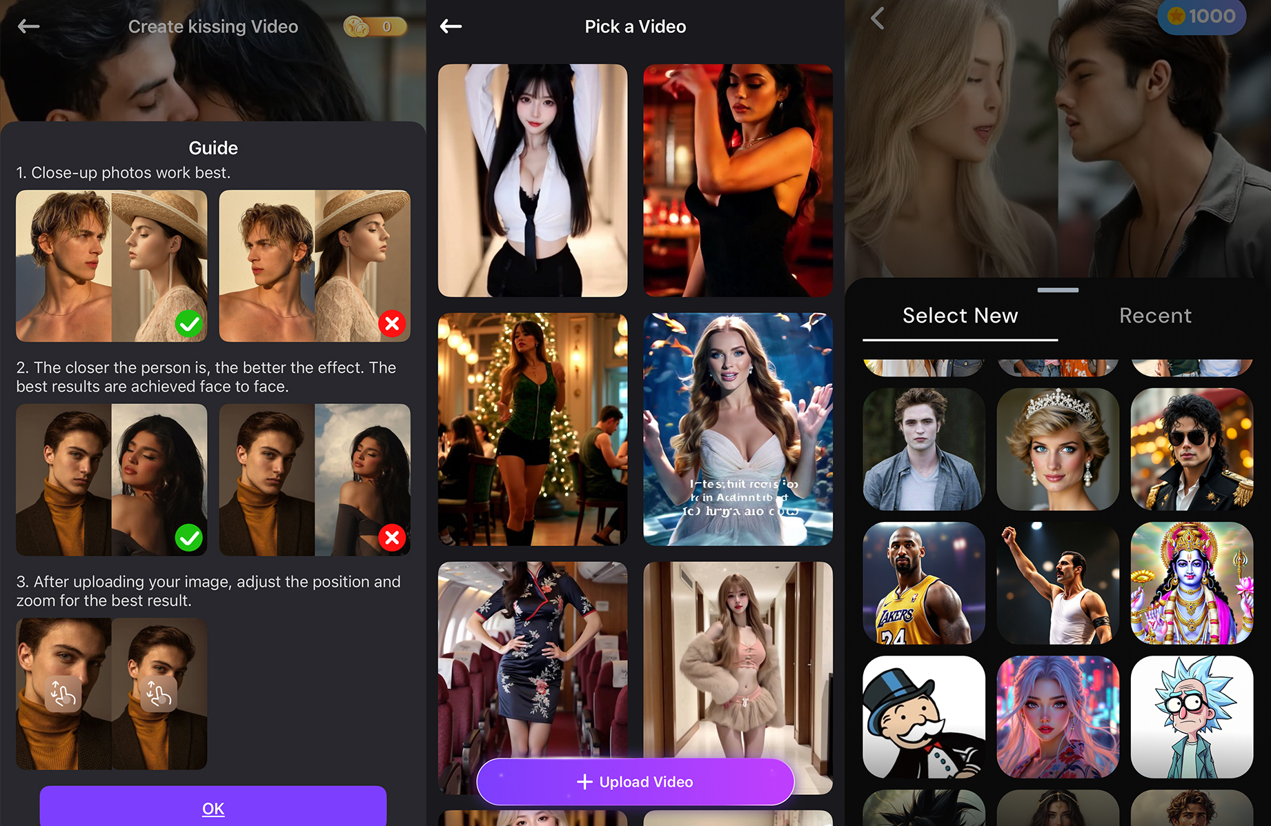 Screencaps of what the DreamVid and Boom.AI apps look like.