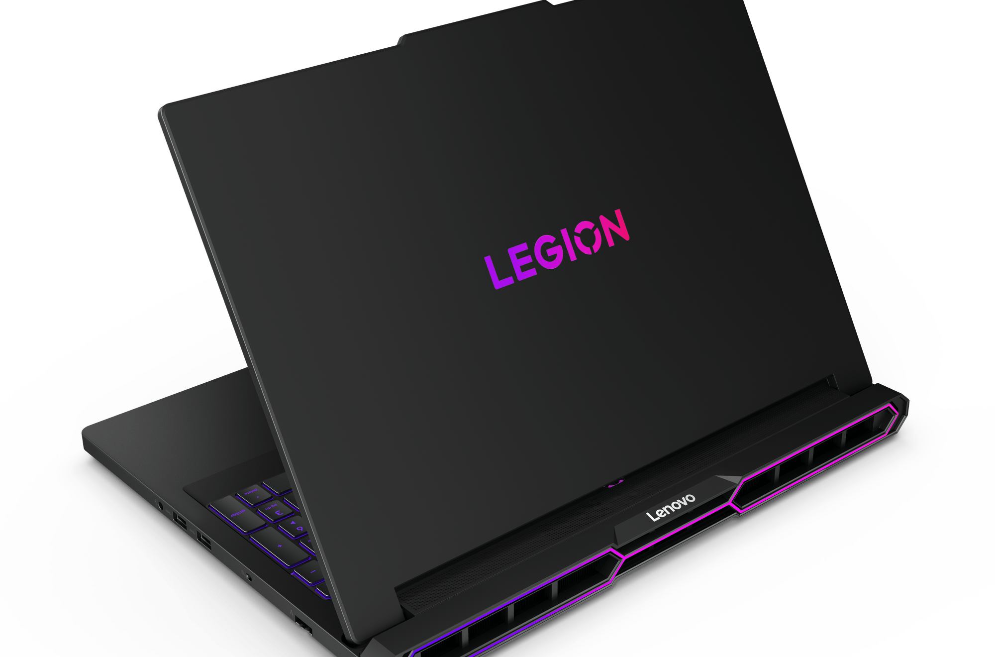 The laptop with two “Legions” printed on its back.