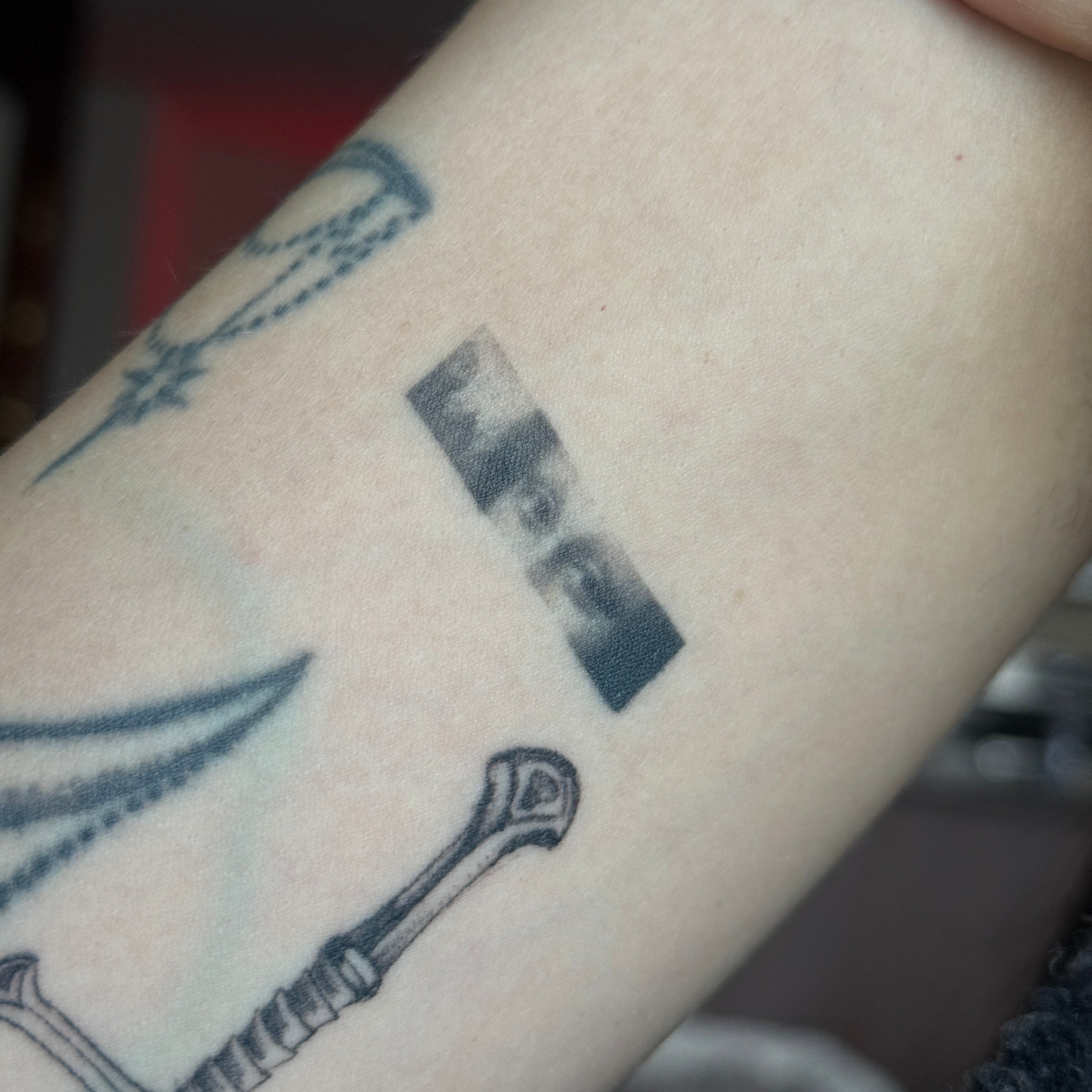 healed tattoo of mona lisa’s eyes