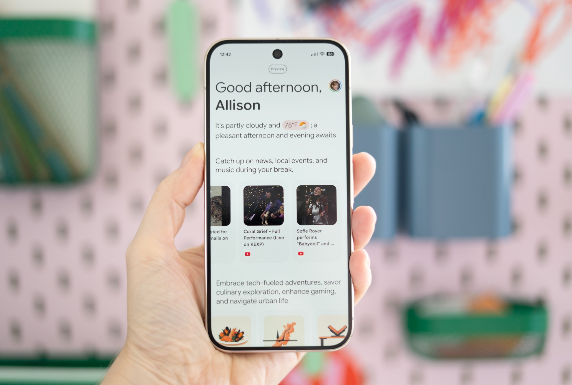 Photo showing Pixel 10 Pro Daily Hub feature