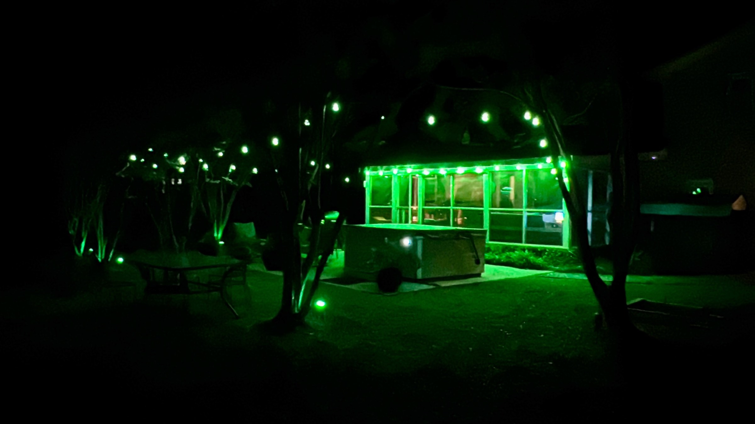 Nanoleaf and Lifx string lights lighting up my patio and porch.