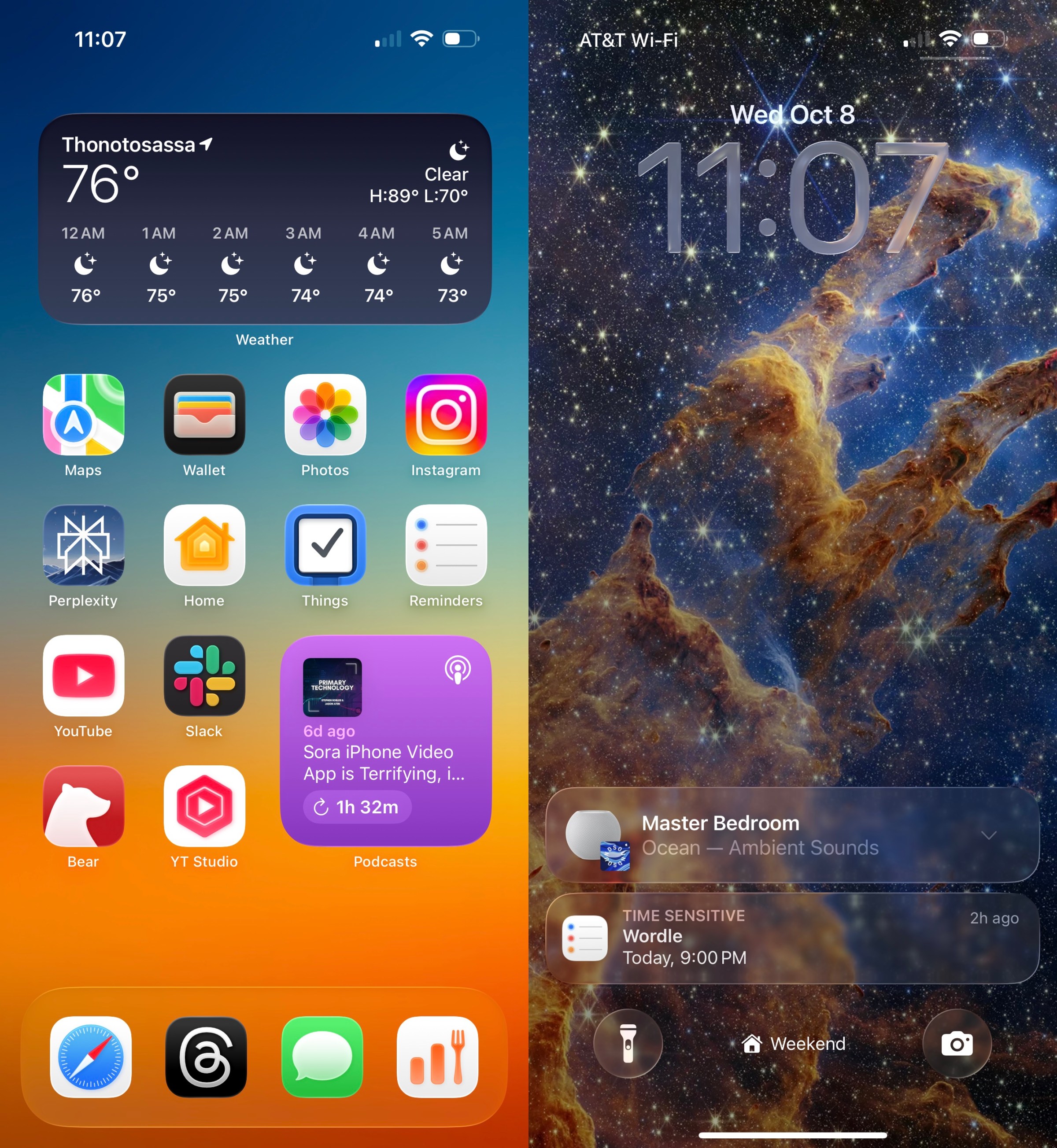 Two iPhone homescreen setups.